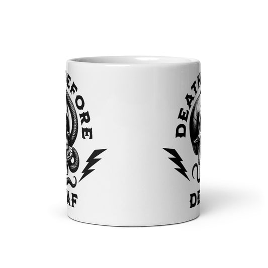 Death Before Decaf Skull Eating Serpent Ceramic Mug (11oz)