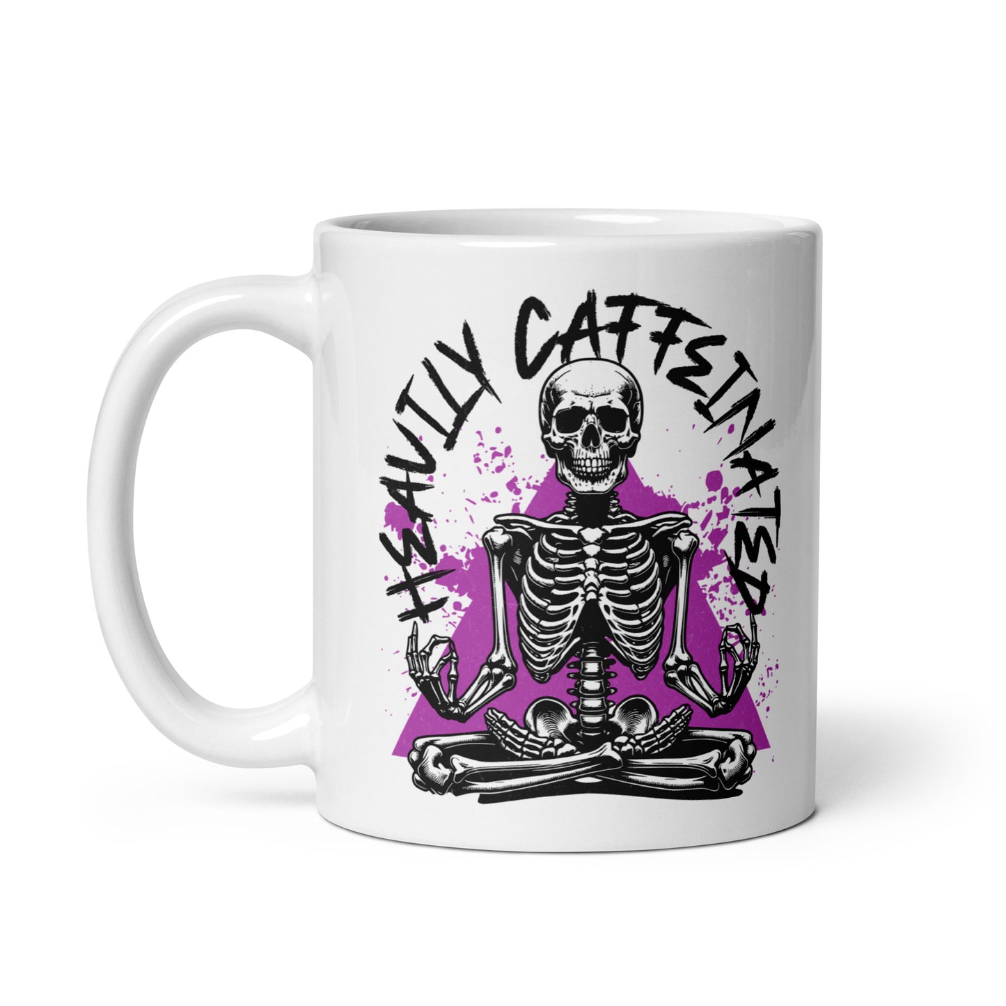 Heavily Caffeinated Zen Skeleton Ceramic Mug (11oz)
