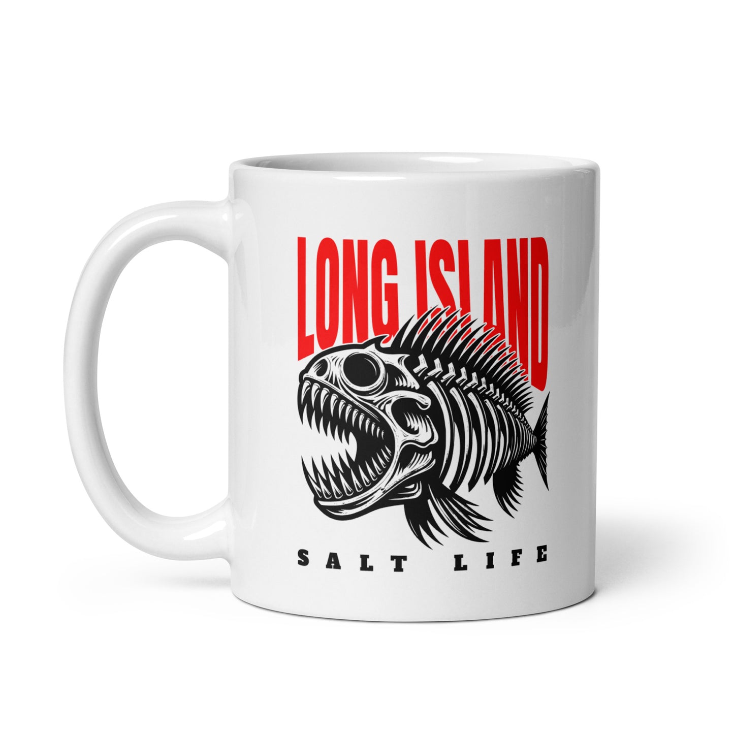 Long Island Salt Life Skeleton Fish Ceramic Mug (11oz)