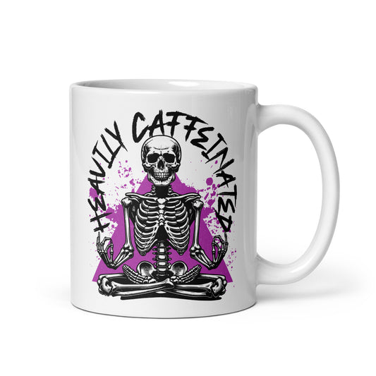 Heavily Caffeinated Zen Skeleton Ceramic Mug (11oz)