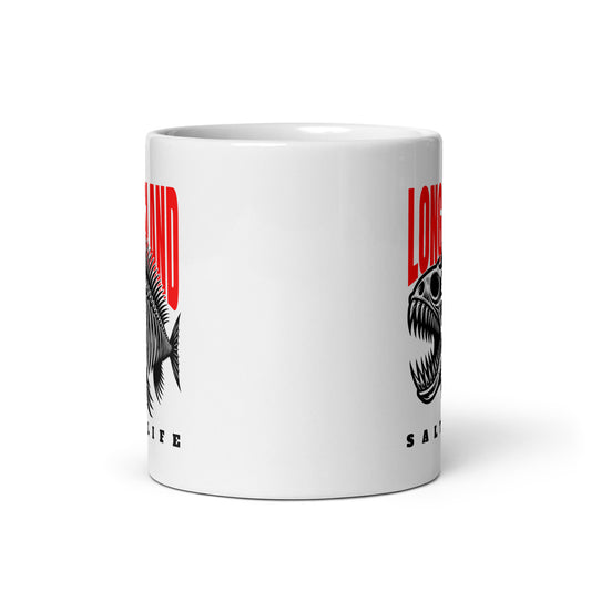 Long Island Salt Life Skeleton Fish Ceramic Mug (11oz)