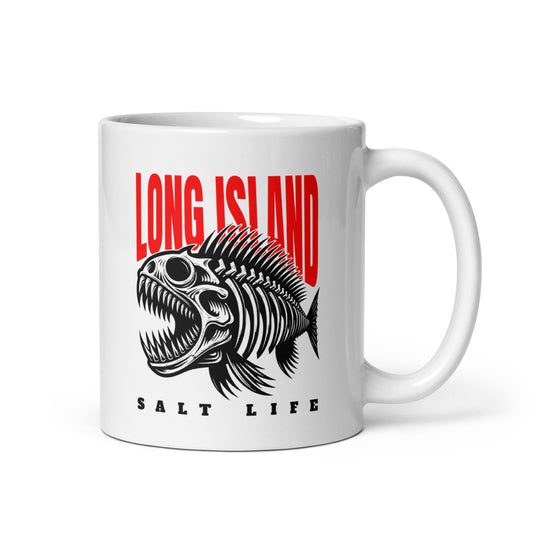 Long Island Salt Life Skeleton Fish Ceramic Mug (11oz)